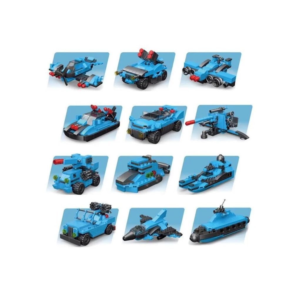 Army 13-in-1 Aircraft Building Block Toy for Kids 727 Pieces Educational Brick Set
