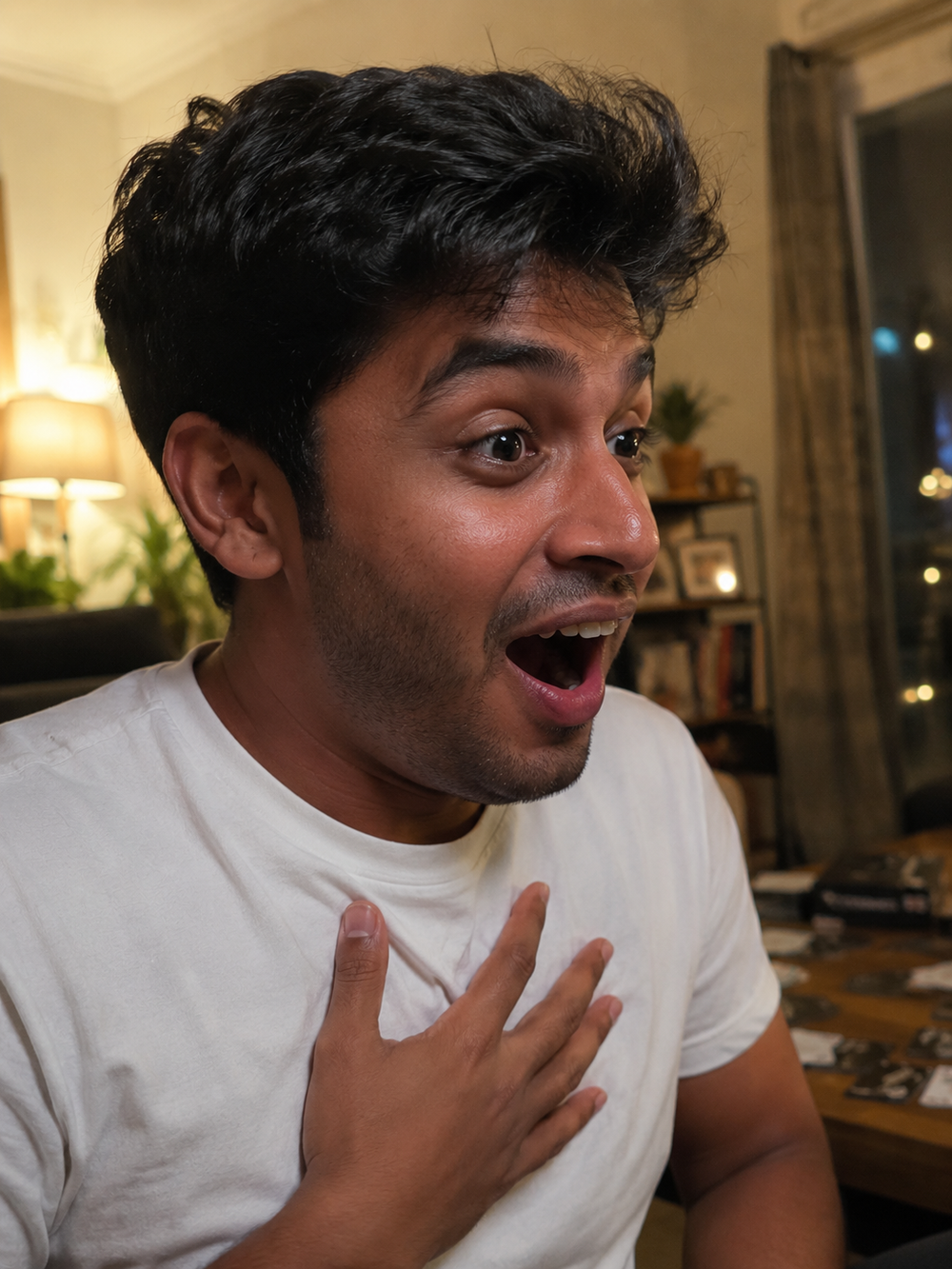 A friend laughing behind her hands