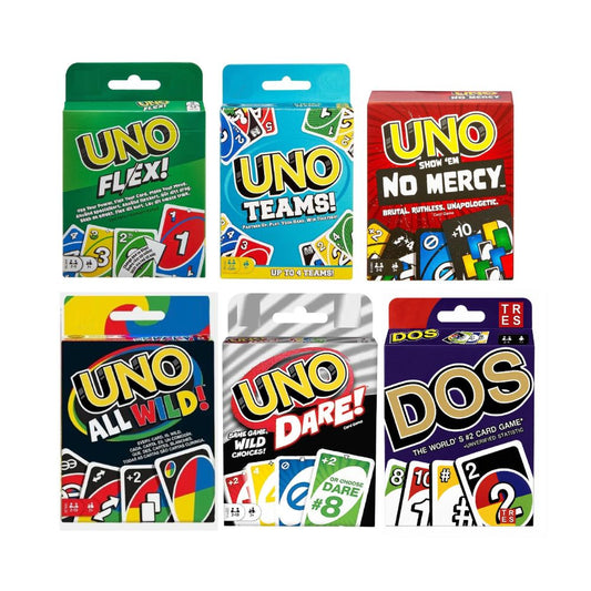 Ultimate UNO Party Combo – UNO Flex + UNO Teams + UNO No Mercy + UNO All Wild + UNO Dare + DOS