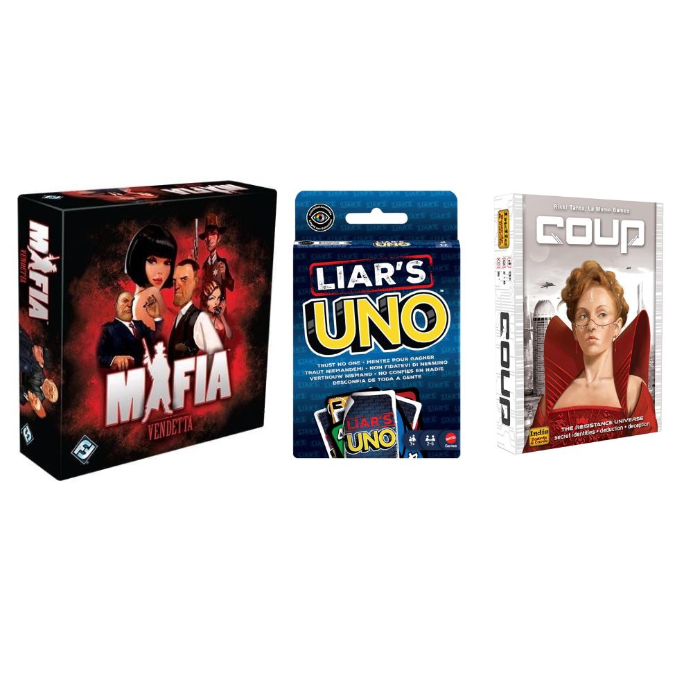 Bluff & Chaos Combo – Coup + Mafia Vendetta + Liar's UNO