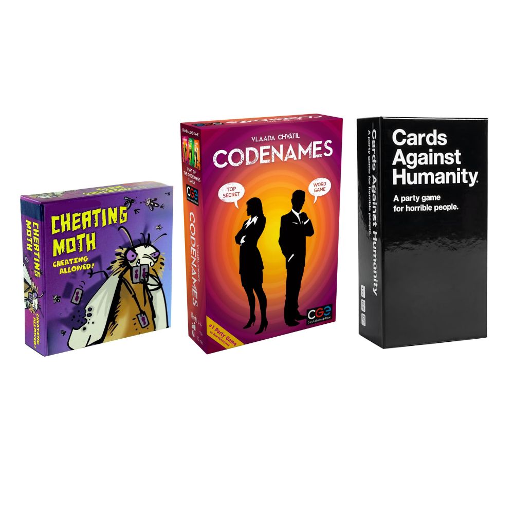 Party Game Combo – Codenames + Cards Against Humanity + Cheating Moth
